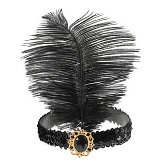 Feather Faux Diamond Sequins Headband for Women 1 pc