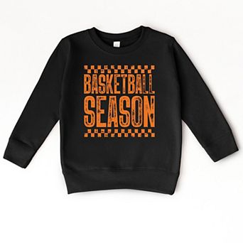 Basketball Season Checkered Distressed - Toddler Graphic Sweatshirt
