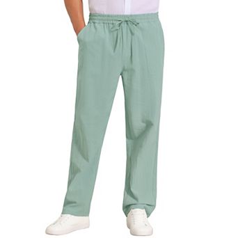 Men's Beach Pants Drawstring Waist Breathable Summer Linen Pants