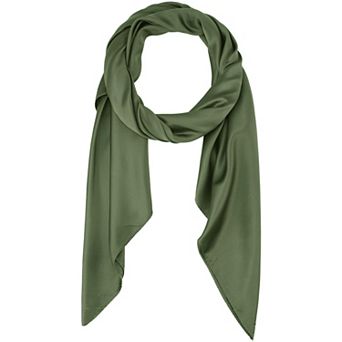 Women's Solid Square Large Scarf 43.3'' Elegant Silky Satin Neckerchief Bandanas for Travel Office