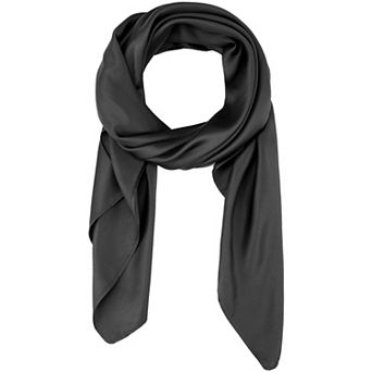 Women's Solid Square Large Scarf 43.3'' Elegant Silky Satin Neckerchief Bandanas for Travel Office