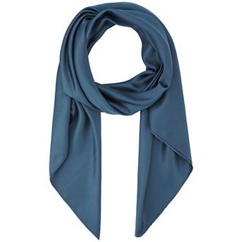 Women's Solid Square Large Scarf 43.3'' Elegant Silky Satin Neckerchief Bandanas for Travel Office