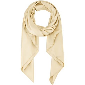 Women's Solid Square Large Scarf 43.3'' Elegant Silky Satin Neckerchief Bandanas for Travel Office