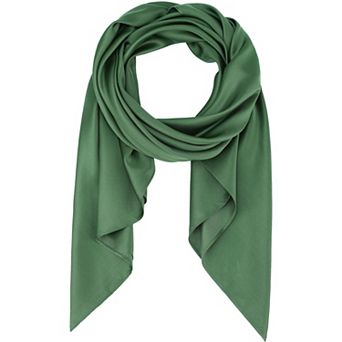 Women's Solid Square Large Scarf 43.3'' Elegant Silky Satin Neckerchief Bandanas for Travel Office