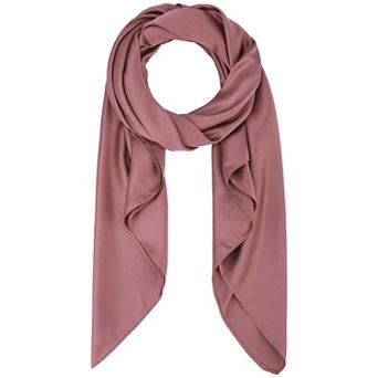 Women's Solid Square Large Scarf 43.3'' Elegant Silky Satin Neckerchief Bandanas for Travel Office