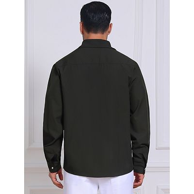 Men's Contrast Trim Dress Shirt Long Sleeve Button Down Office Formal Shirts