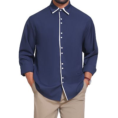 dark navy blue dress shirt Dark Navy Blue Textured Dress Shirt main image 0