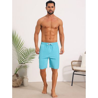 Multiple Pockets Beach Shorts for Men's Drawstring Waist Summer Board Shorts