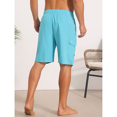 Multiple Pockets Beach Shorts for Men's Drawstring Waist Summer Board Shorts