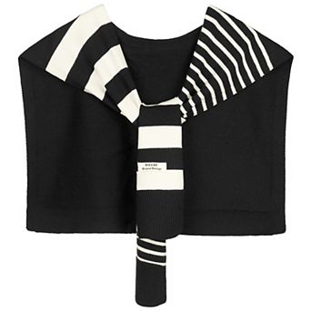 Women's Stripes Sweater Shawl Wraps Knitted Knotted Multicolor Casual Scarf for Travel Office