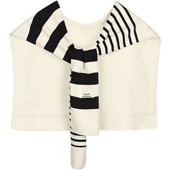 Women's Stripes Sweater Shawl Wraps Knitted Knotted Multicolor Casual Scarf for Travel Office
