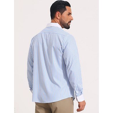 Men's Striped Dress Shirts Button Down Long Sleeve Stretch Business Shirt