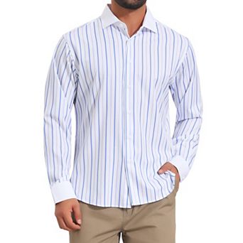 Men's Striped Dress Shirts Button Down Long Sleeve Stretch Business Shirt