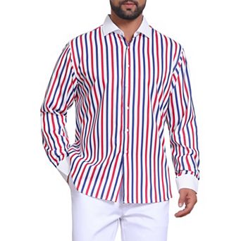 Men's Striped Dress Shirts Button Down Long Sleeve Stretch Business Shirt