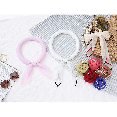 Women's Solid Chiffon Scarf Ribbon Square Silky Elegant Neckerchief Handkerchief for Gift Office