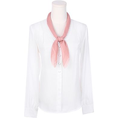Women's Solid Chiffon Scarf Ribbon Square Silky Elegant Neckerchief Handkerchief for Gift Office