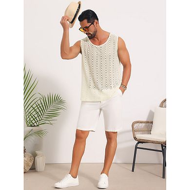 See Through Tank Top for Men's Lightweight Breathable Crew Neck Sleeveless Sheer Vest