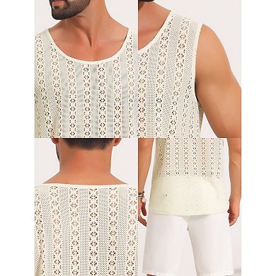 See Through Tank Top for Men's Lightweight Breathable Crew Neck Sleeveless Sheer Vest