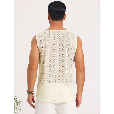 See Through Tank Top for Men's Lightweight Breathable Crew Neck Sleeveless Sheer Vest