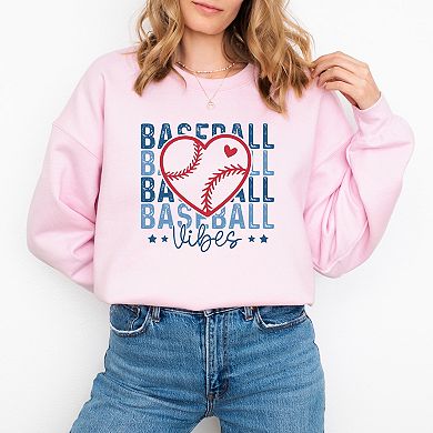 Baseball Heart Stacked - Women's Graphic Sweatshirt