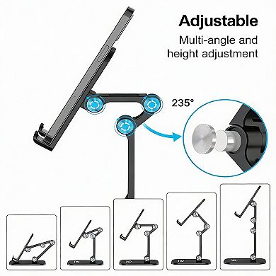 Adjustable Height & Angle Desk Phone Tablet Holder for 4.7"-13" Devices