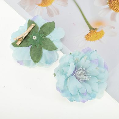 Simulated Flowers Hair Clip 2 Pcs