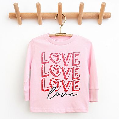 Love Stacked Sketched - Youth Long Sleeve Graphic T-Shirt
