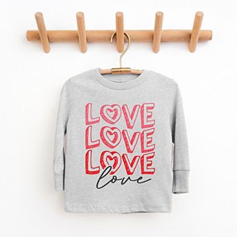 Love Stacked Sketched - Youth Long Sleeve Graphic T-Shirt