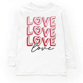 Love Stacked Sketched - Youth Long Sleeve Graphic T-Shirt