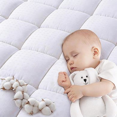 Queen Mattress Pad 60x80" 21" Deep Pocket, 30oz Down Alternative, 300TC Cotton, Machine Washable