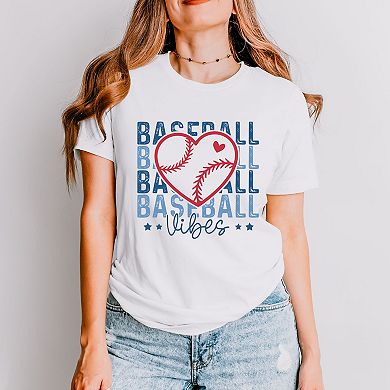 Baseball Heart Stacked - Women's Short Sleeve Graphic T-Shirt