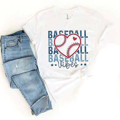 Baseball Heart Stacked - Women's Short Sleeve Graphic T-Shirt