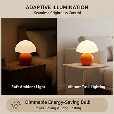 Modern Mushroom Table Lamp for Bedroom and Living Room Mid Century Aesthetic