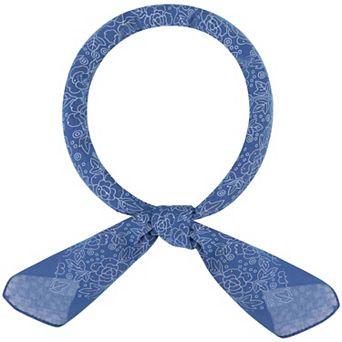 Women's Floral Rhinestone Retro Scarf, 27.6'' Square Cotton Print Pattern Neckerchief Head Wrap