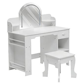 Girls' Wooden Dressing Table Set with Light, Mirror, Storage & Accessories for Ages 3-9