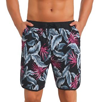 Printed Swimming Shorts for Men's Elastic Liner Drawstring Beach Shorts with Pockets