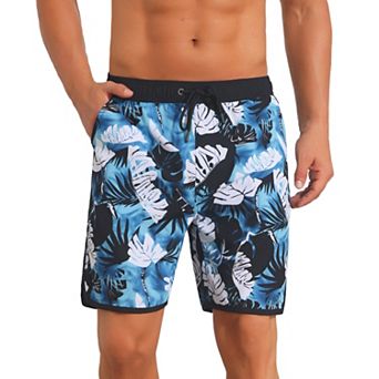 Printed Swimming Shorts for Men's Elastic Liner Drawstring Beach Shorts with Pockets