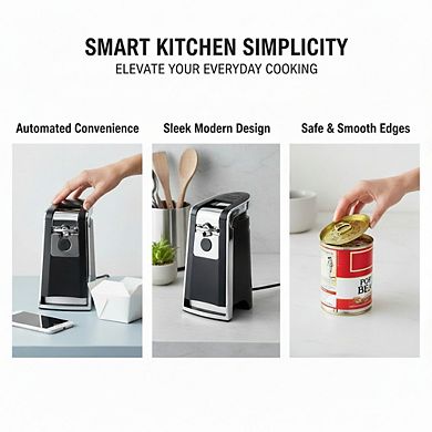 Electric Automatic Can Opener Eliminates Sharp Edges Opens All Cans Tall Design