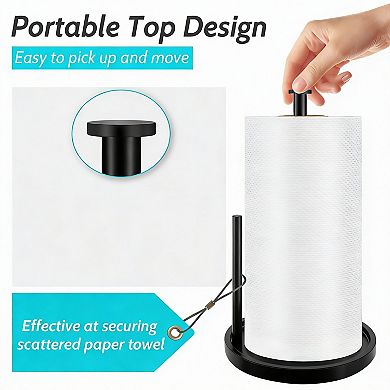 One-Hand Tear Paper Towel Holder, Portable, Anti-Slip Base, Modern Design