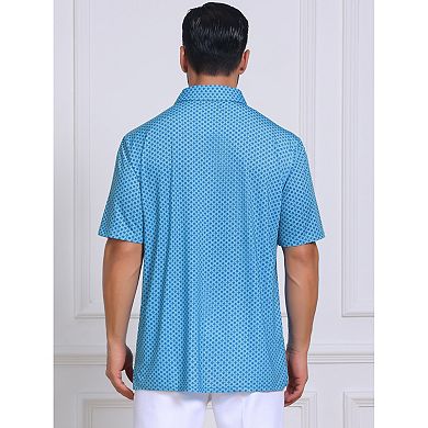 Men's Printed Polo Shirts Summer Casual Short Sleeve Lightweight Breathable Golf Shirt