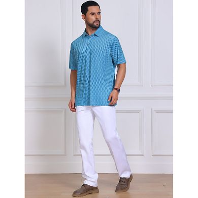 Men's Printed Polo Shirts Summer Casual Short Sleeve Lightweight Breathable Golf Shirt