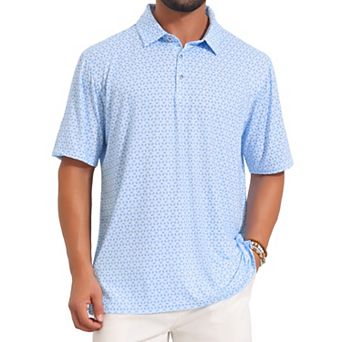 Men's Printed Polo Shirts Summer Casual Short Sleeve Lightweight Breathable Golf Shirt
