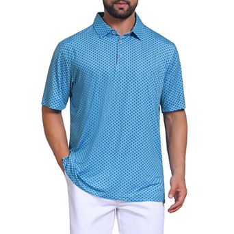 Men's Printed Polo Shirts Summer Casual Short Sleeve Lightweight Breathable Golf Shirt