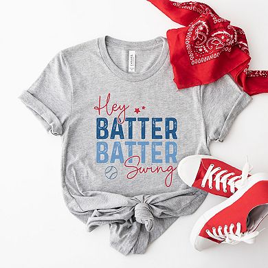 Hey Batter Batter Swing Distressed - Women's Short Sleeve Graphic T-Shirt