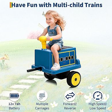 Licensed CHUGGINGTON Kids Train Carriage for 12V Ride-On Train, w/Storage, Handle, & Connect Rods