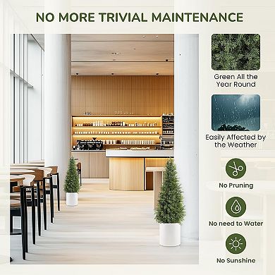 Fancihabor 36" Artificial Cedar Topiary Tree Set of 2 - Faux Cypress Plant for Outdoor Decor
