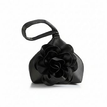 AKSZRI Women's Flower Satin Evening Clutch - Classy Wristlet Purse for Party & Wedding