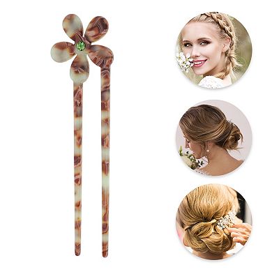 Five-petal Flower Chignon Pin for Women 1 Pc