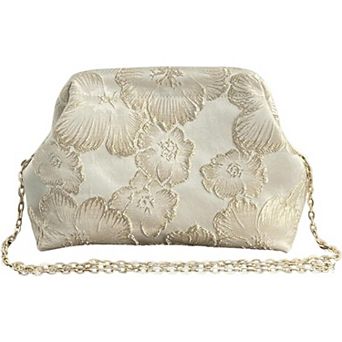 AKSZRI Women's Floral Embroidered Clutch - Kiss Lock Shoulder Bag Evening Handbag