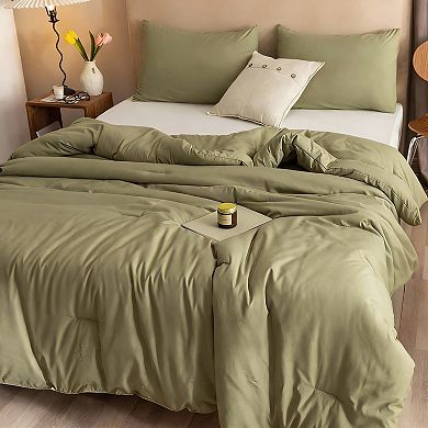 Olive Green Boho Queen Comforter Set with 2 Pillowcases